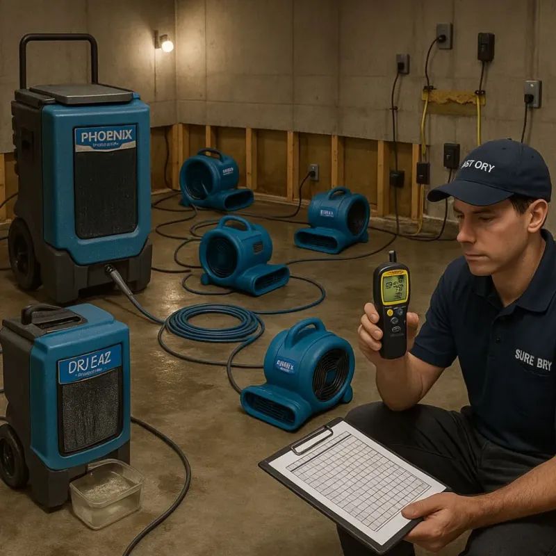 Structural Drying and Dehumidification process in Brentwood, MD